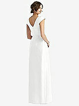 Rear View Thumbnail - White Cap Sleeve Pleated Skirt Dress with Pockets