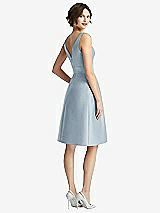 Rear View Thumbnail - Mist V-Neck Pleated Skirt Cocktail Dress with Pockets