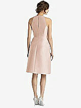 Rear View Thumbnail - Cameo High-Neck Satin Cocktail Dress with Pockets