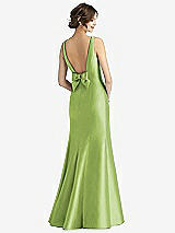 Rear View Thumbnail - Mojito Sleeveless Satin Trumpet Gown with Bow at Open-Back