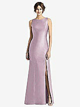 Front View Thumbnail - Suede Rose Sleeveless Satin Trumpet Gown with Bow at Open-Back