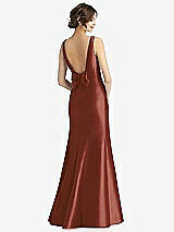 Rear View Thumbnail - Auburn Moon Sleeveless Satin Trumpet Gown with Bow at Open-Back