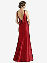 Rear View Thumbnail - Garnet Sleeveless Satin Trumpet Gown with Bow at Open-Back