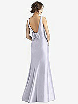 Rear View Thumbnail - Silver Dove Sleeveless Satin Trumpet Gown with Bow at Open-Back