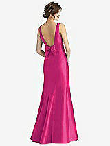 Rear View Thumbnail - Think Pink Sleeveless Satin Trumpet Gown with Bow at Open-Back