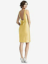 Front View Thumbnail - Maize Bow Open-Back Satin Cocktail Dress with Front Slit