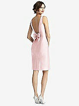 Front View Thumbnail - Ballet Pink Bow Open-Back Satin Cocktail Dress with Front Slit