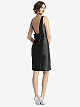 Front View Thumbnail - Black Bow Open-Back Satin Cocktail Dress with Front Slit
