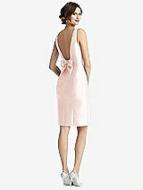 Front View Thumbnail - Blush Bow Open-Back Satin Cocktail Dress with Front Slit