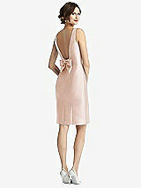 Front View Thumbnail - Cameo Bow Open-Back Satin Cocktail Dress with Front Slit