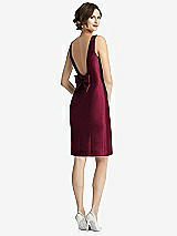 Front View Thumbnail - Cabernet Bow Open-Back Satin Cocktail Dress with Front Slit