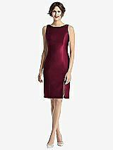 Rear View Thumbnail - Cabernet Bow Open-Back Satin Cocktail Dress with Front Slit