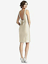 Front View Thumbnail - Champagne Bow Open-Back Satin Cocktail Dress with Front Slit