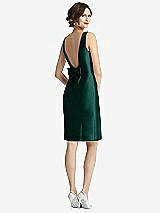 Front View Thumbnail - Evergreen Bow Open-Back Satin Cocktail Dress with Front Slit