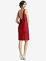 Front View Thumbnail - Garnet Bow Open-Back Satin Cocktail Dress with Front Slit