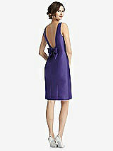 Front View Thumbnail - Grape Bow Open-Back Satin Cocktail Dress with Front Slit