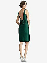 Front View Thumbnail - Hunter Green Bow Open-Back Satin Cocktail Dress with Front Slit