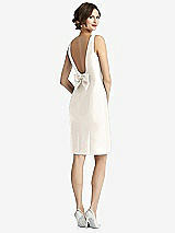 Front View Thumbnail - Ivory Bow Open-Back Satin Cocktail Dress with Front Slit