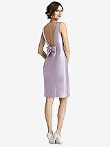 Front View Thumbnail - Lilac Haze Bow Open-Back Satin Cocktail Dress with Front Slit