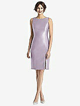 Rear View Thumbnail - Lilac Haze Bow Open-Back Satin Cocktail Dress with Front Slit