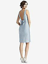 Front View Thumbnail - Mist Bow Open-Back Satin Cocktail Dress with Front Slit