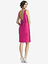 Front View Thumbnail - Think Pink Bow Open-Back Satin Cocktail Dress with Front Slit