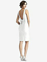 Front View Thumbnail - White Bow Open-Back Satin Cocktail Dress with Front Slit
