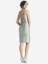 Front View Thumbnail - Willow Green Bow Open-Back Satin Cocktail Dress with Front Slit