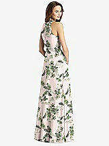 Rear View Thumbnail - Palm Beach Print Sleeveless Halter Chiffon Maxi Dress