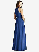 Rear View Thumbnail - Classic Blue Sleeveless Halter Chiffon Maxi Dress