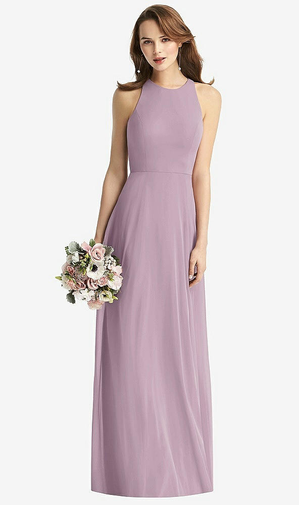 Front View - Suede Rose Sleeveless Halter Chiffon Maxi Dress