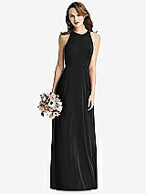 Front View Thumbnail - Black Sleeveless Halter Chiffon Maxi Dress