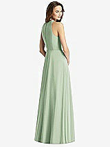 Rear View Thumbnail - Celadon Sleeveless Halter Chiffon Maxi Dress