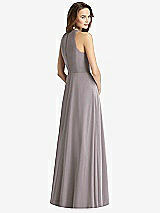 Rear View Thumbnail - Cashmere Gray Sleeveless Halter Chiffon Maxi Dress