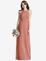 Front View Thumbnail - Desert Rose Sleeveless Halter Chiffon Maxi Dress