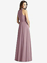 Rear View Thumbnail - Dusty Rose Sleeveless Halter Chiffon Maxi Dress