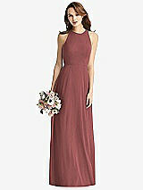 Front View Thumbnail - English Rose Sleeveless Halter Chiffon Maxi Dress