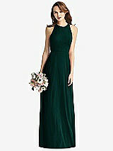 Front View Thumbnail - Evergreen Sleeveless Halter Chiffon Maxi Dress