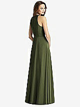 Rear View Thumbnail - Olive Green Sleeveless Halter Chiffon Maxi Dress