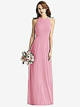 Front View Thumbnail - Peony Pink Sleeveless Halter Chiffon Maxi Dress