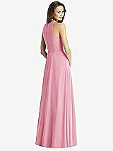 Rear View Thumbnail - Peony Pink Sleeveless Halter Chiffon Maxi Dress