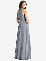 Rear View Thumbnail - Platinum Sleeveless Halter Chiffon Maxi Dress