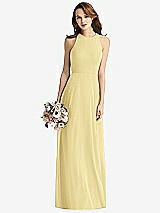 Front View Thumbnail - Pale Yellow Sleeveless Halter Chiffon Maxi Dress
