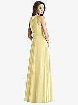 Rear View Thumbnail - Pale Yellow Sleeveless Halter Chiffon Maxi Dress