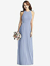Front View Thumbnail - Sky Blue Sleeveless Halter Chiffon Maxi Dress