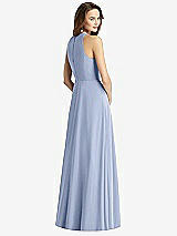 Rear View Thumbnail - Sky Blue Sleeveless Halter Chiffon Maxi Dress