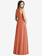 Rear View Thumbnail - Terracotta Copper Sleeveless Halter Chiffon Maxi Dress
