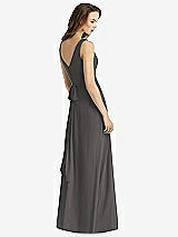 Rear View Thumbnail - Caviar Gray Sleeveless V-Neck Chiffon Wrap Dress