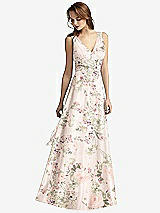 Front View Thumbnail - Blush Garden Sleeveless V-Neck Chiffon Wrap Dress