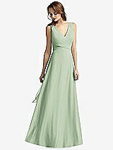 Front View Thumbnail - Celadon Sleeveless V-Neck Chiffon Wrap Dress